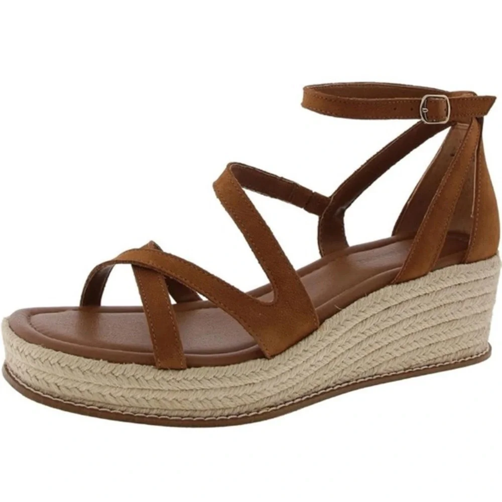 NEW Lucky‎ Brand Carolie espadrille wedge sandal heel brown 10